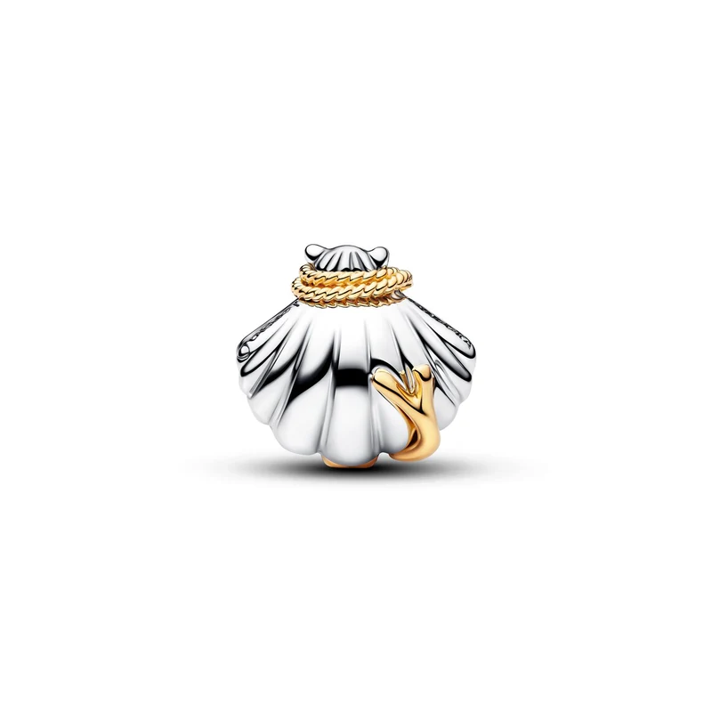 Pandora Disney Vergoldeter 0.012 ct TW Lab-Grown Diamond Disney Prinzessinnen Ariel Muschel Zweifarbiger Charm 764403C01