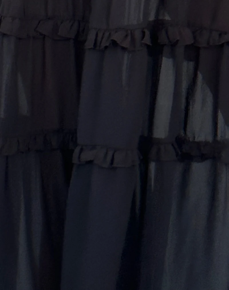 Norah Maxirock mit Stufen aus schwarzem Chiffon