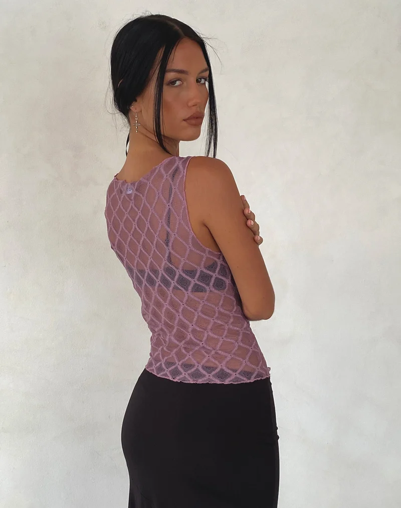 Maloe Spitze gemustertes Tank-Top in Mauve
