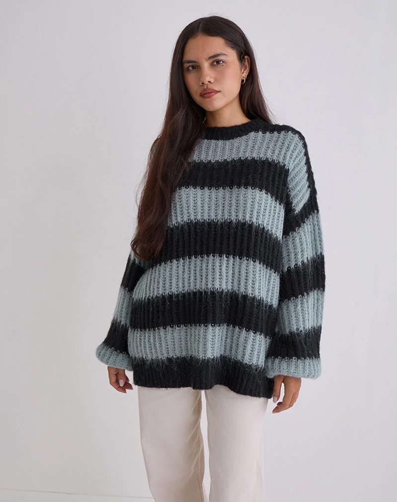 Daren Pullover in Grau und Anthrazit gestreift
