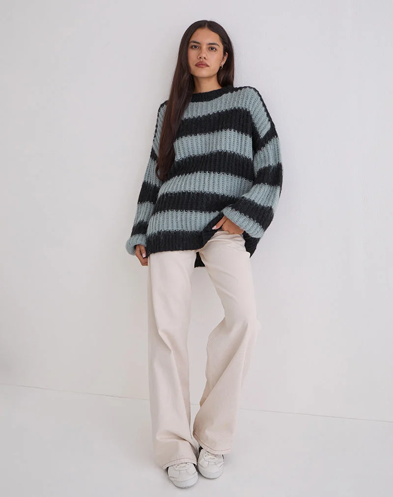 Daren Pullover in Grau und Anthrazit gestreift