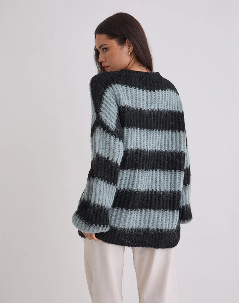 Daren Pullover in Grau und Anthrazit gestreift