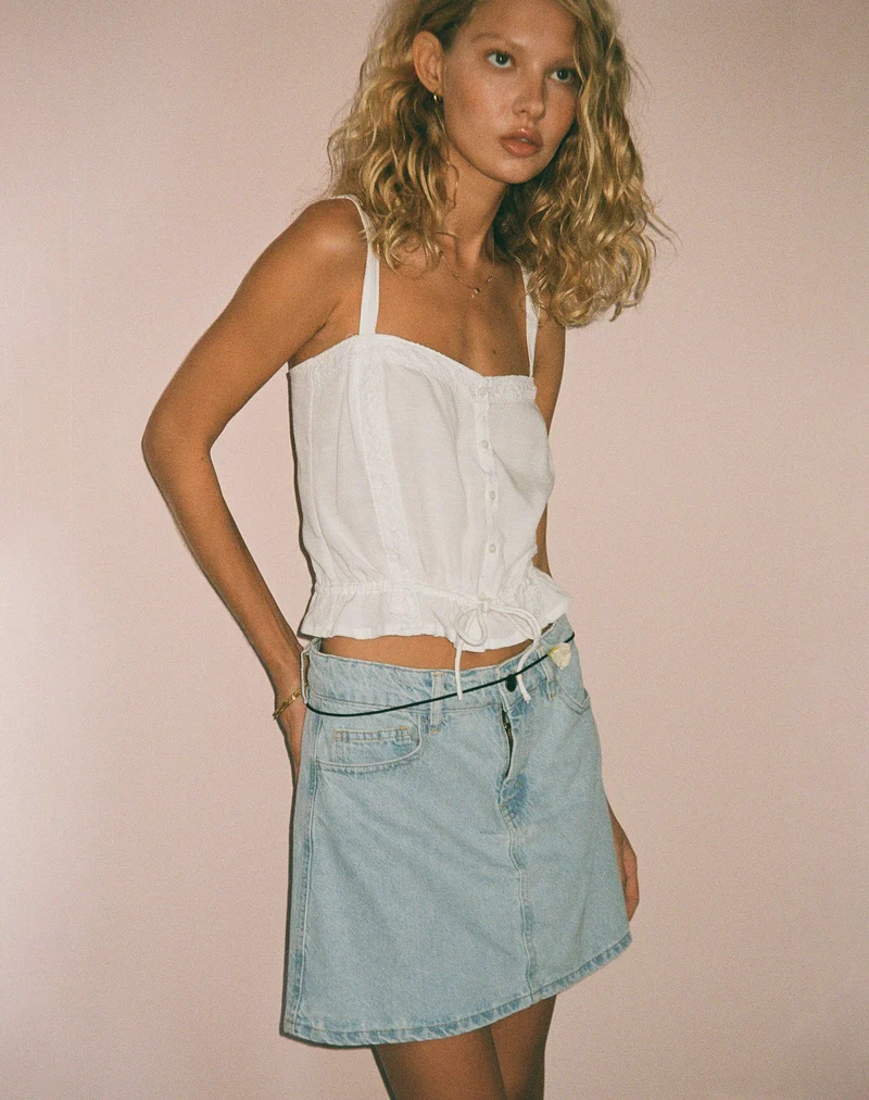 Zaria Cami-Top mit Spitzenbesatz in Off White