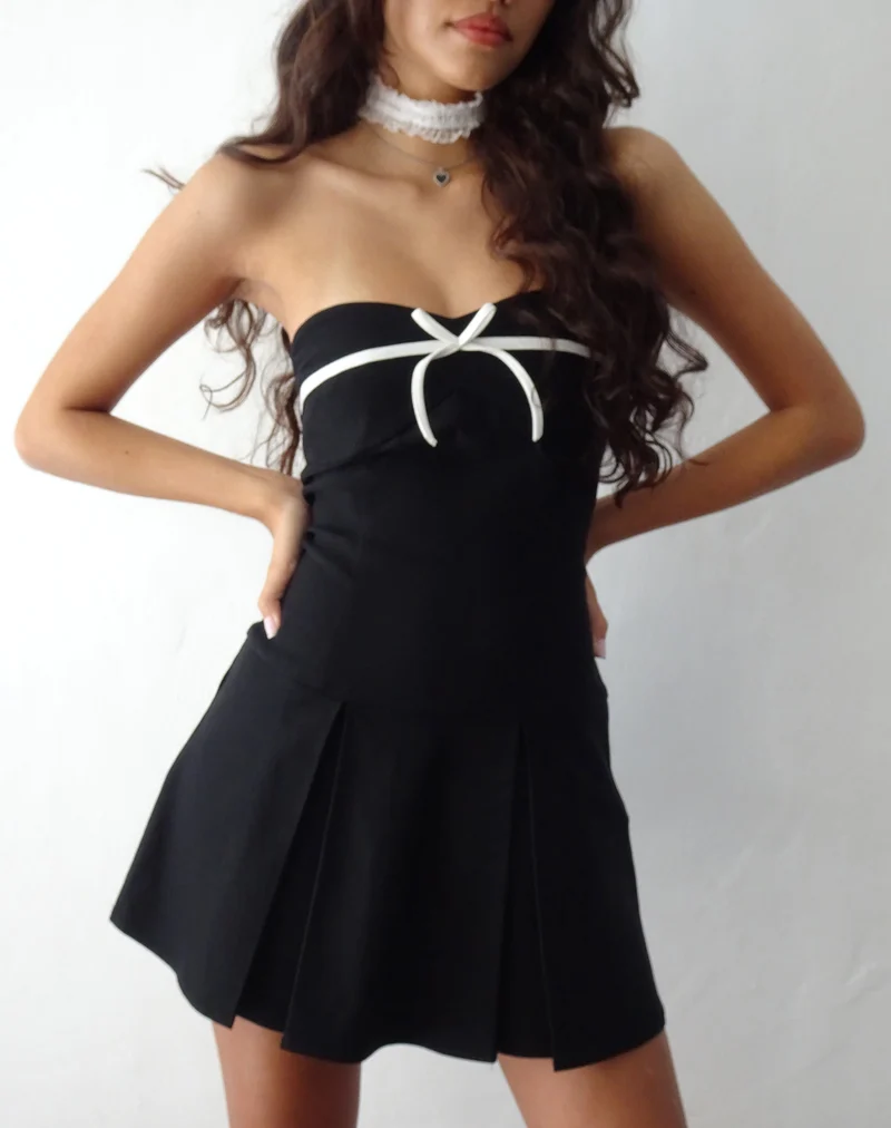 Panolia Minikleid mit Schleife vorne in Tailoring Schwarz