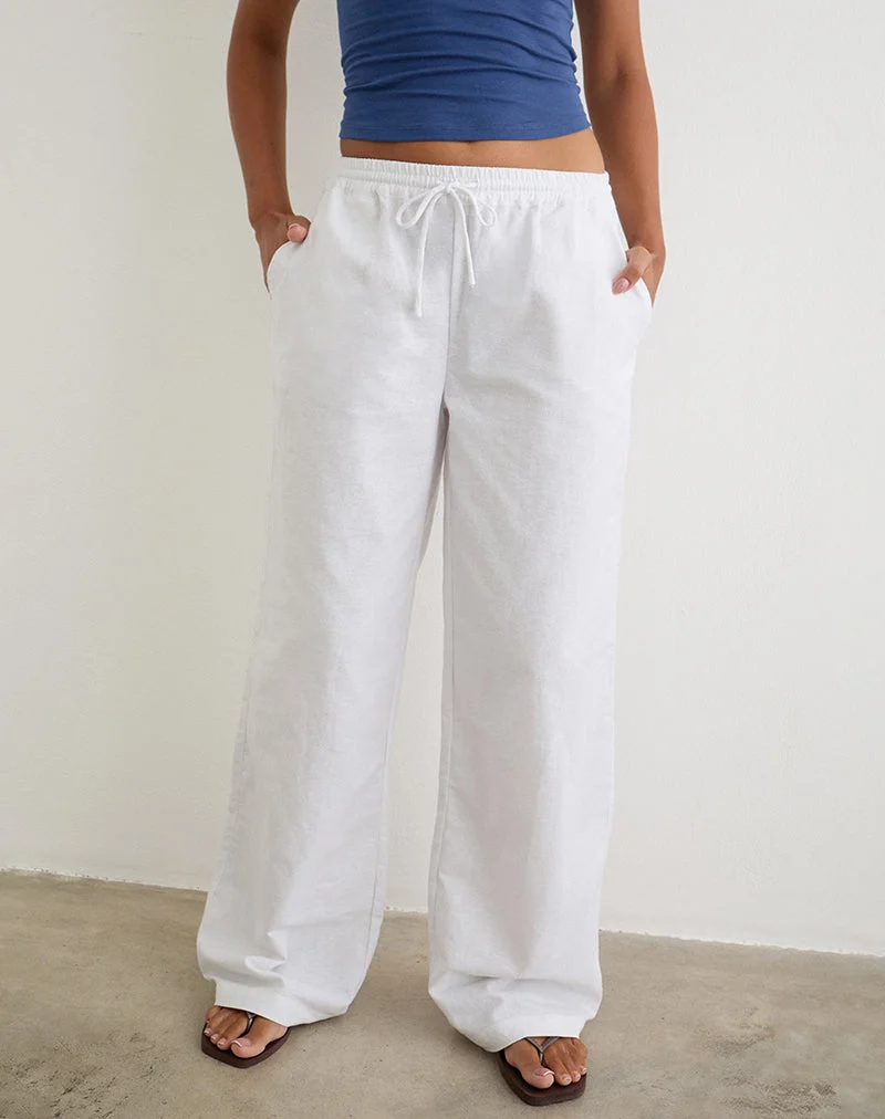 Wasic Hose mit weitem Bein in Weiß