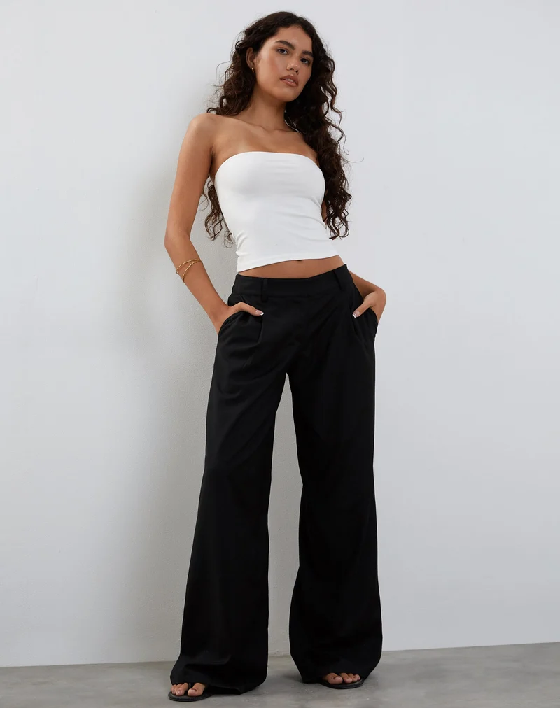 Salisu Hose mit weitem Bein in Tailoring Schwarz