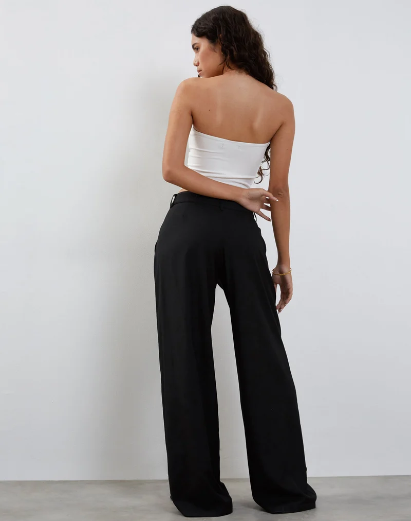 Salisu Hose mit weitem Bein in Tailoring Schwarz