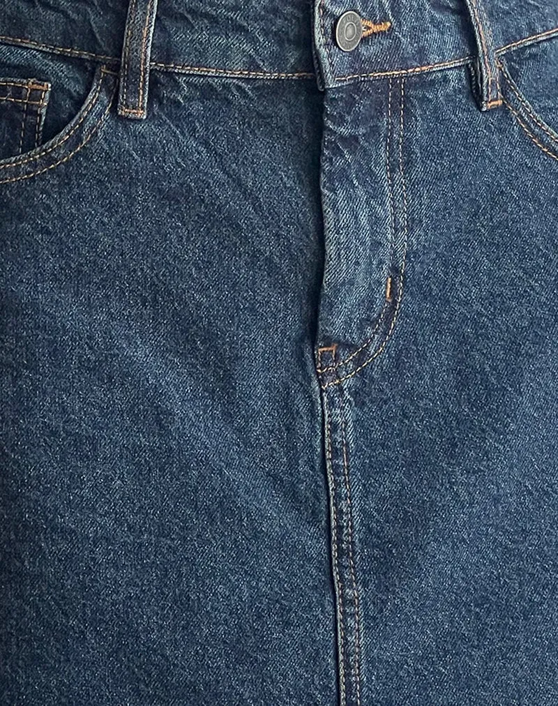 Mini-Rock in A-Linie aus Denim Indigo