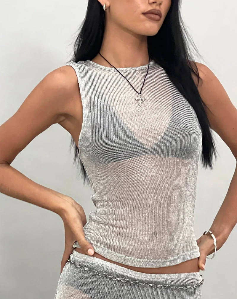 Cosima Tank Top aus Silberkette