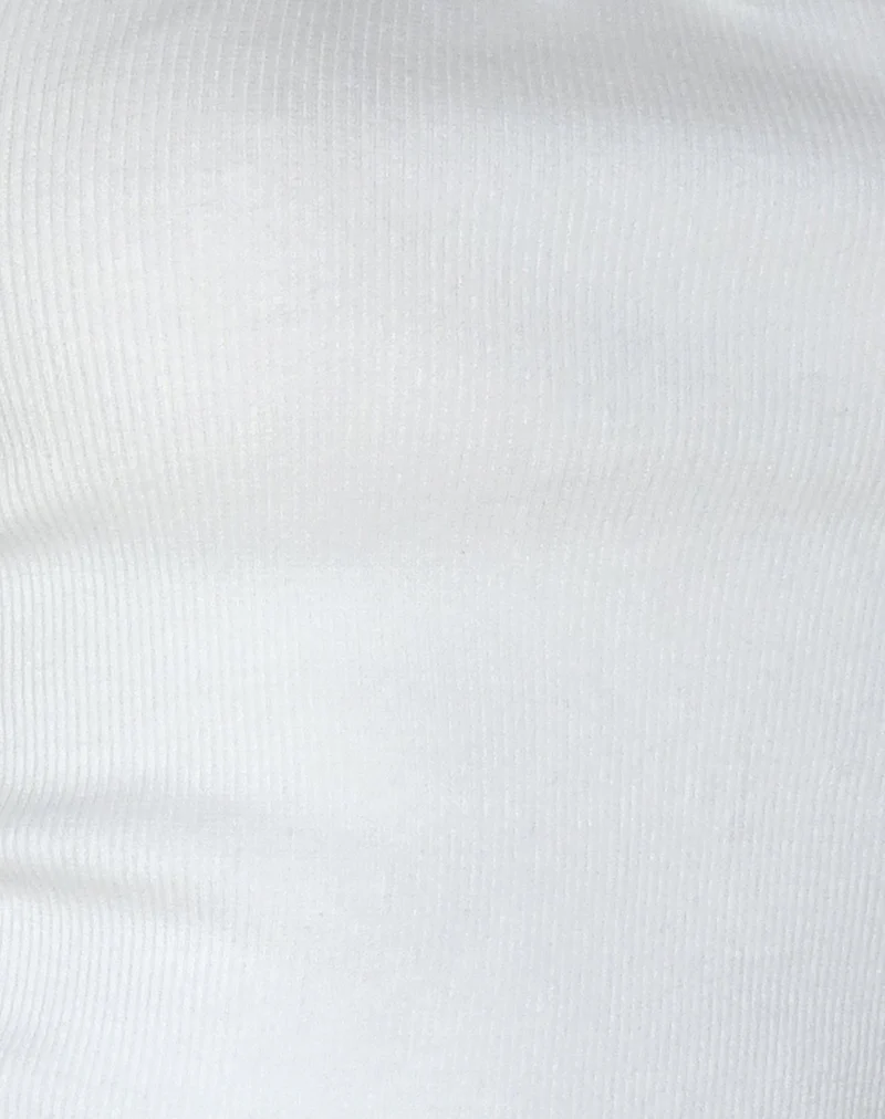 Bovillo Tee mit Spitzenbesatz aus geripptem Off White