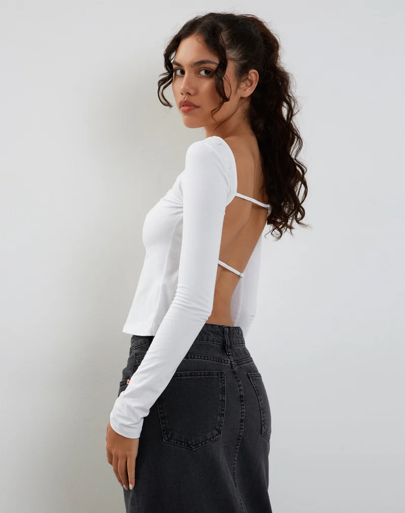 Ansita Langärmeliges Top in Weiß