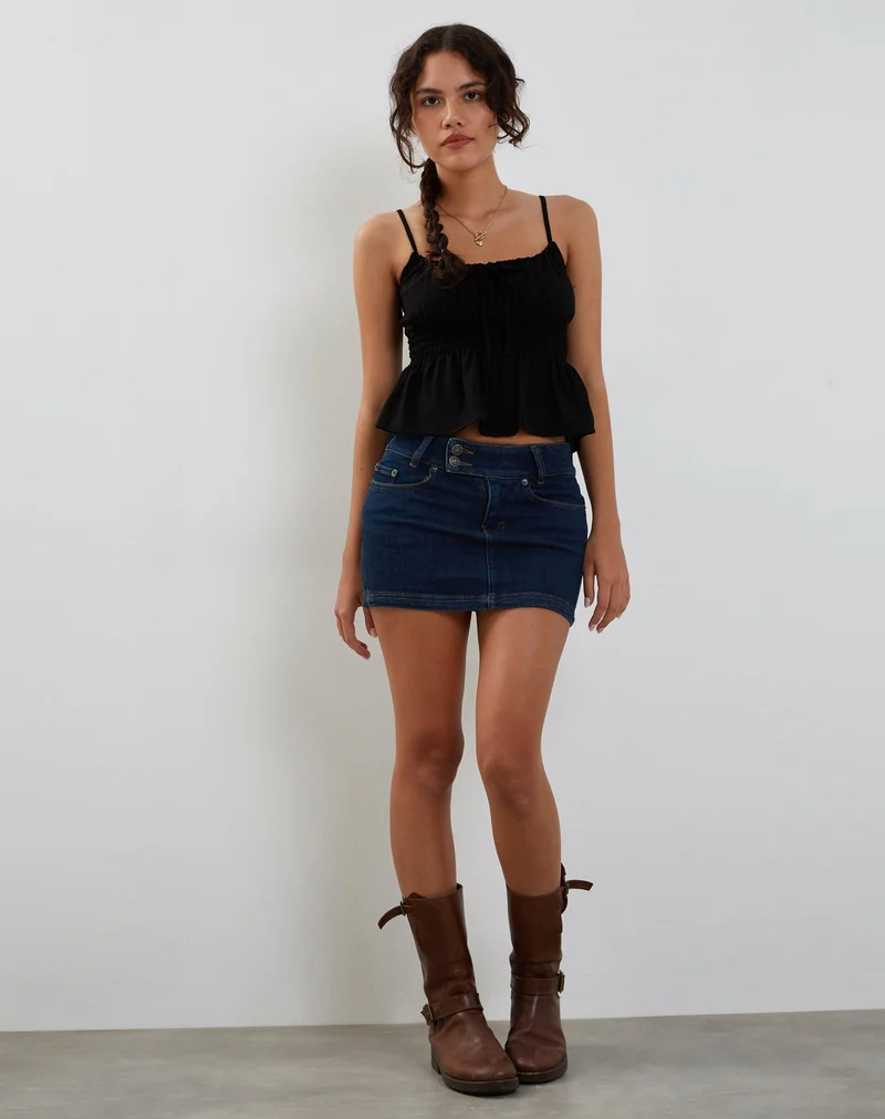 Lyncia Tie Front Cami Top in Schwarz