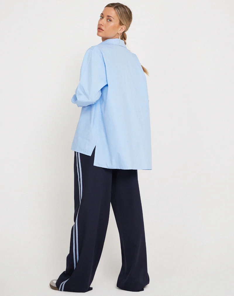 Mavis Button Up Hemd aus Popeline Himmelblau