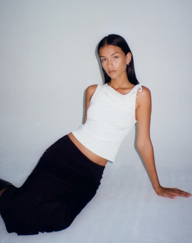 Hagne Crop Vest Oberteil in Off White