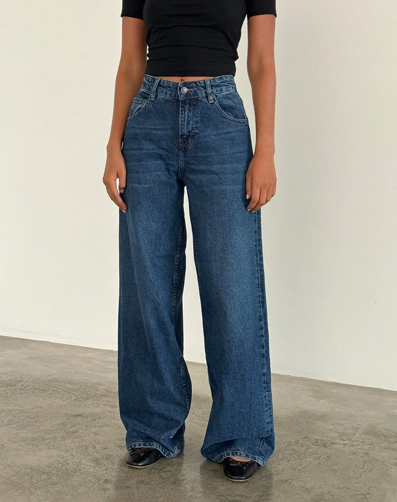 Geräumige extra weite Jeans in Mid Blue Used