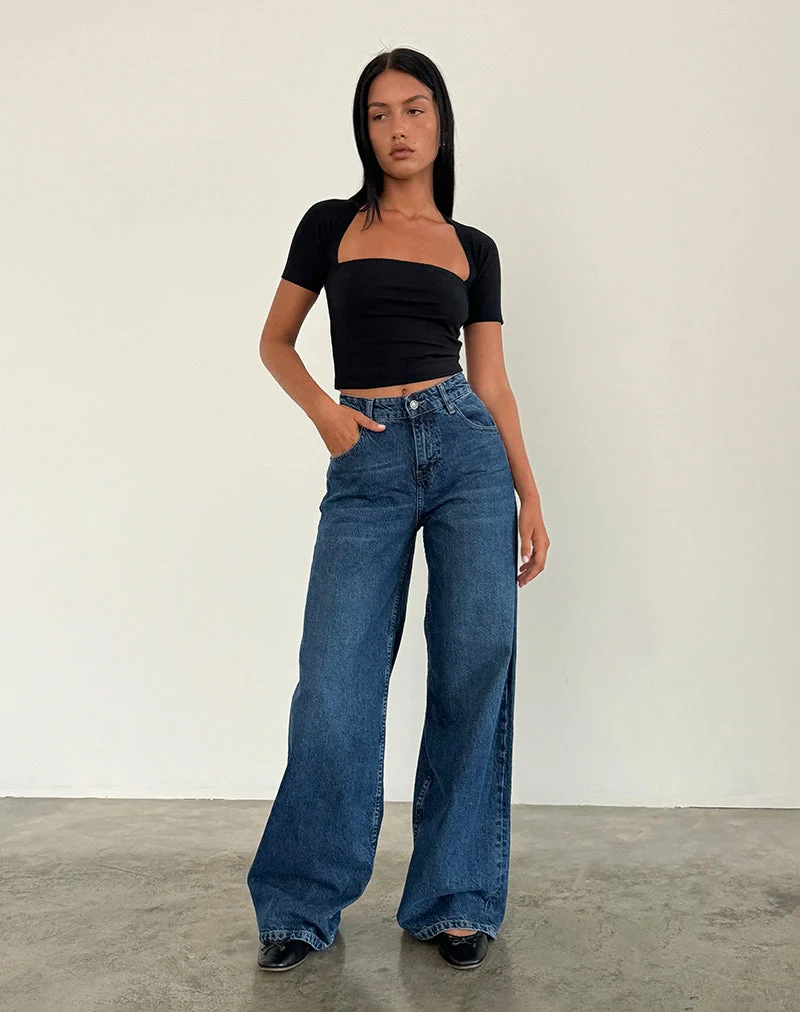 Geräumige extra weite Jeans in Mid Blue Used