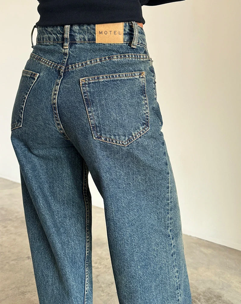 Geräumige extra weite Jeans in Braun Blau Acid