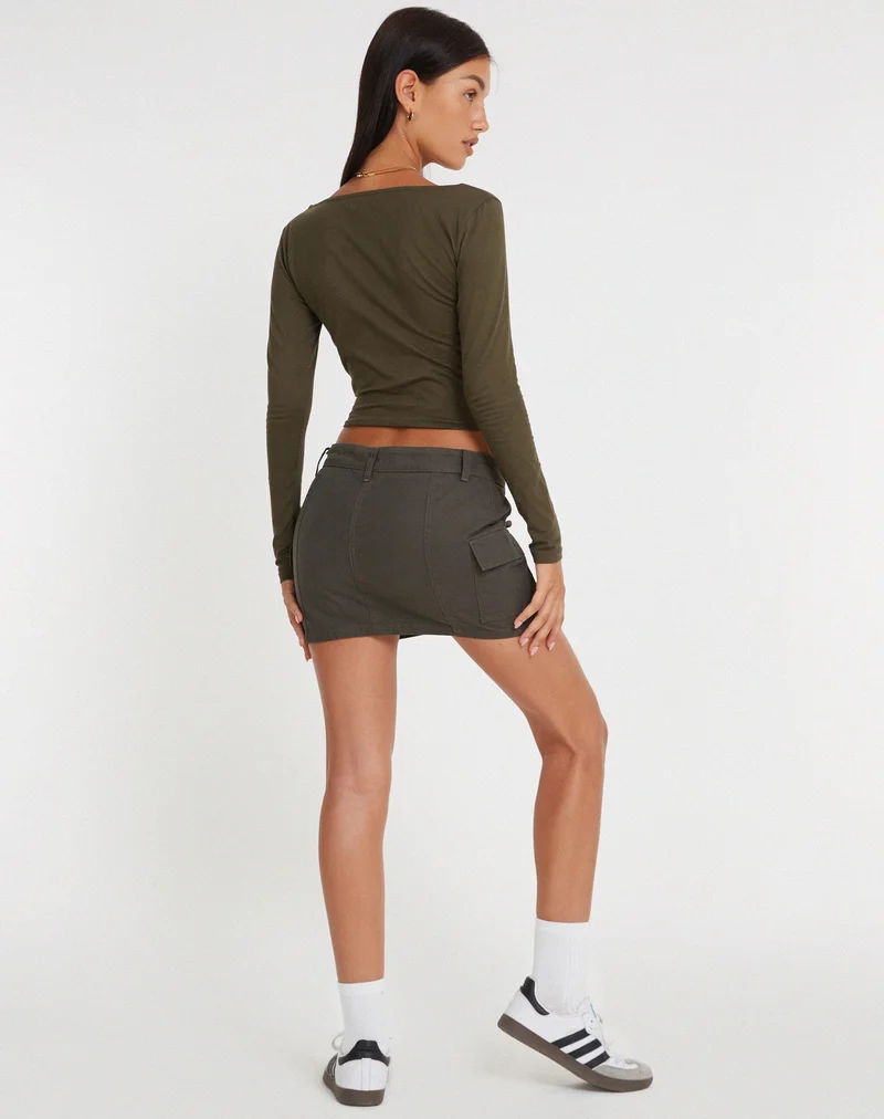 Bonlo Langarm-Top in Olive
