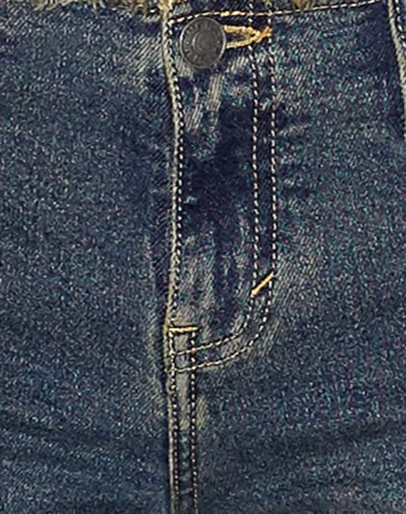 Ausgefranste Low Rise Jeans in Braun und Blau Acid