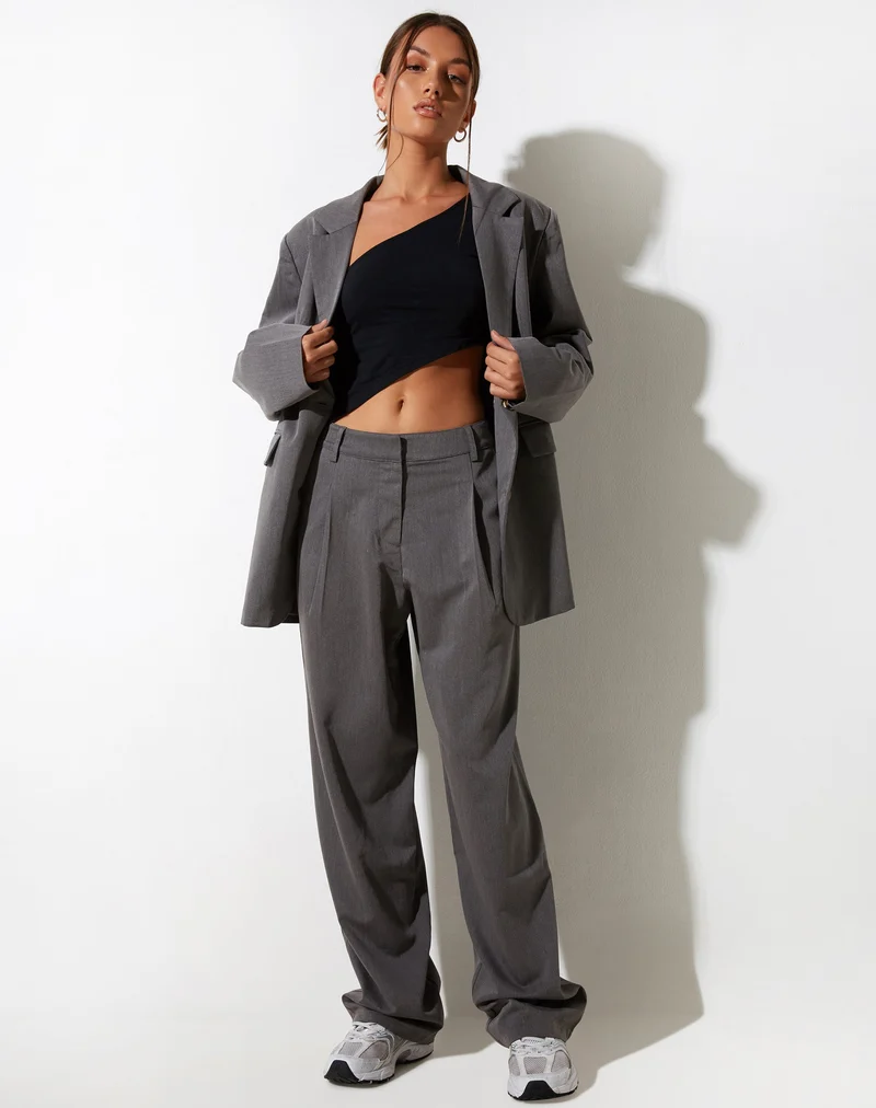 Sakaria Hose mit weitem Bein in Tailoring Charcoal