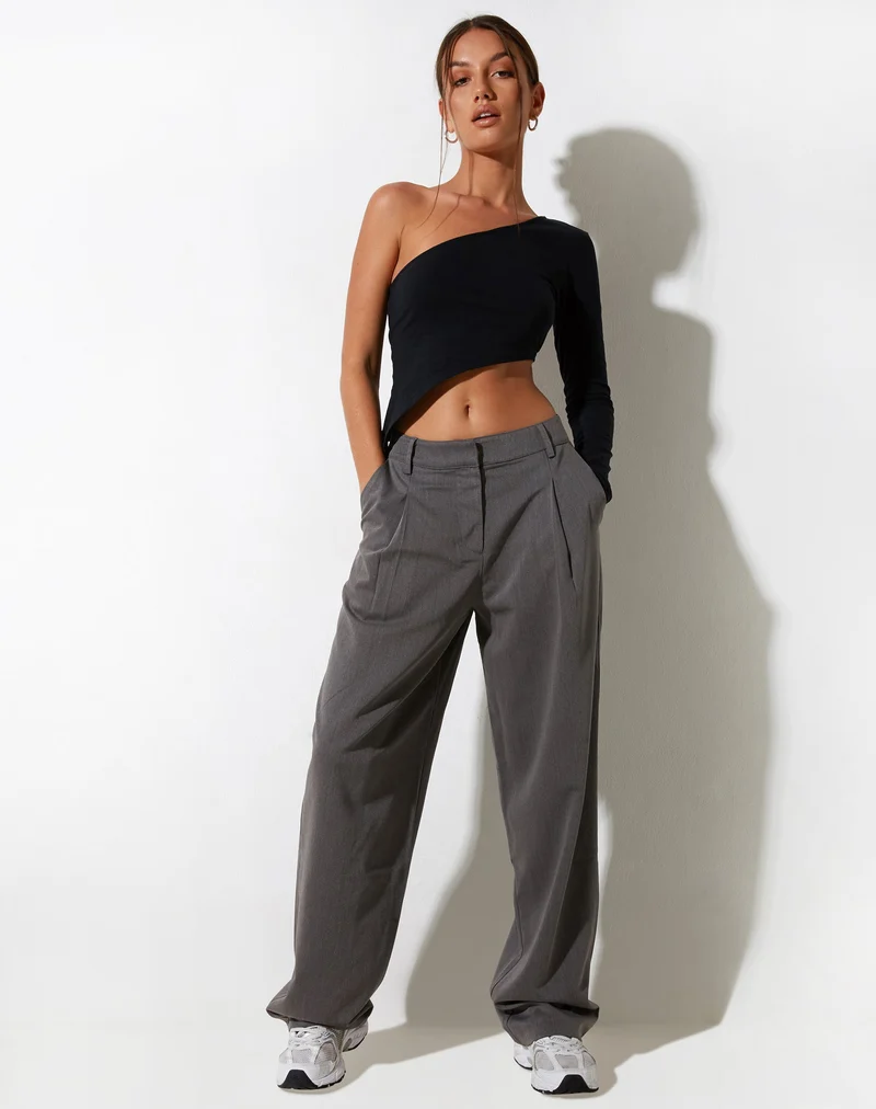 Sakaria Hose mit weitem Bein in Tailoring Charcoal
