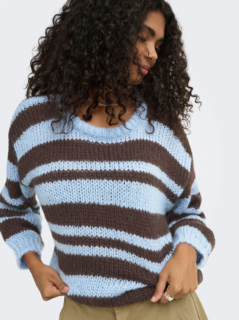 ONLNORDIC LS STRIPE O-NECK KNT
