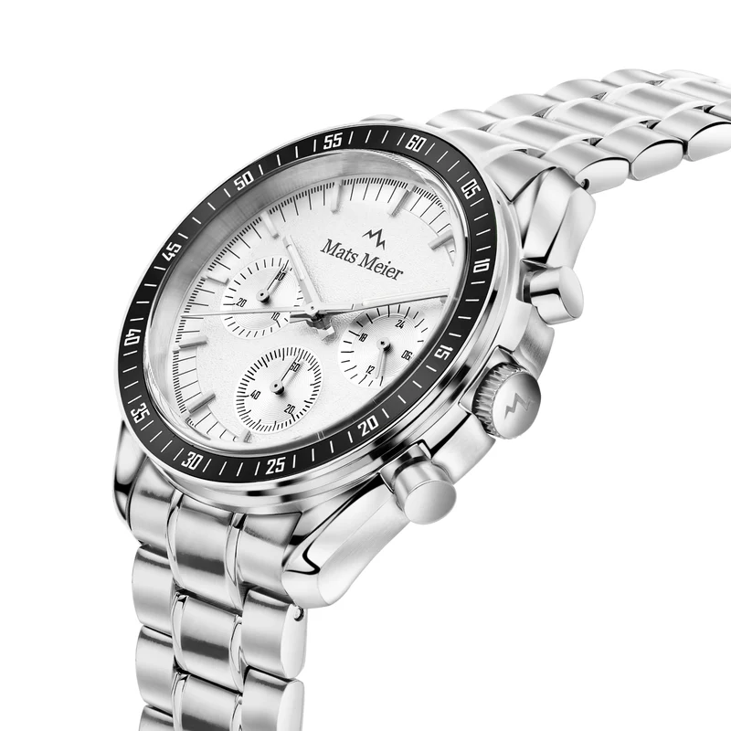 Mats Meier Arosa Racing Chronograaf HerrenUhr Silberfarbene MM50018