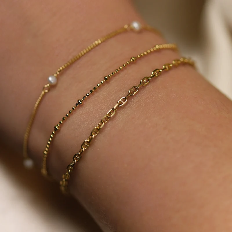 Karma 925 Sterling Silber Goldfarbene Dots Diamonds Armband 94127GP (Länge: 16.50 - 19.00 cm)