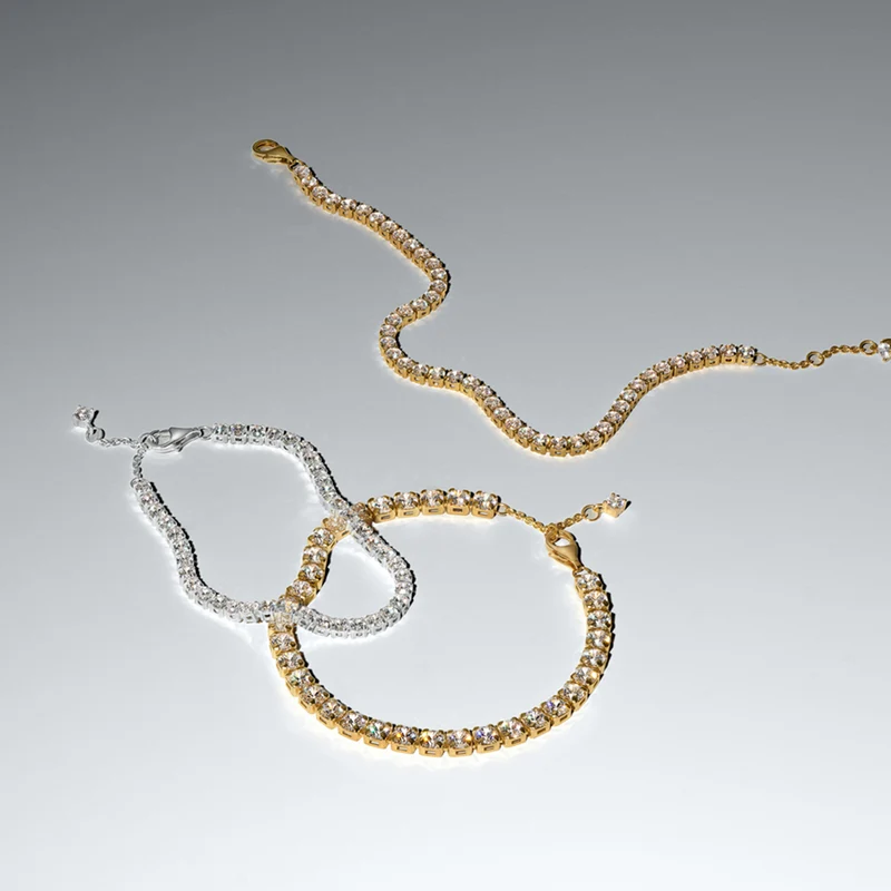 Pandora Timeless Gold Plated Sparkling Bold Tennis Bracelet 563539C01-18