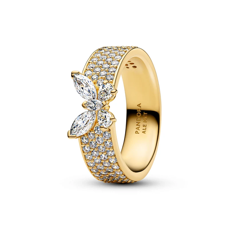 Pandora Timeless Gold Plated Sparkling Butterfly Bold Ring 164270C01-58