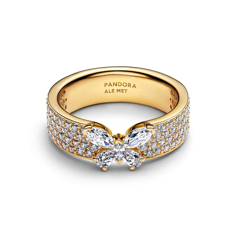 Pandora Timeless Gold Plated Sparkling Butterfly Bold Ring 164270C01-58