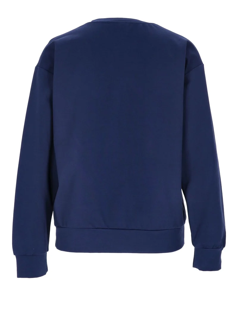 Damen Sweatshirt mit Blumenstickerei – Navy