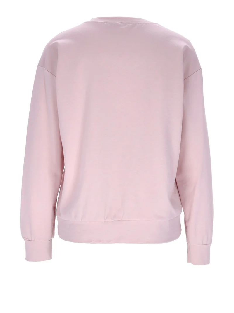 Damen Sweatshirt mit Blumenstickerei – Rosa