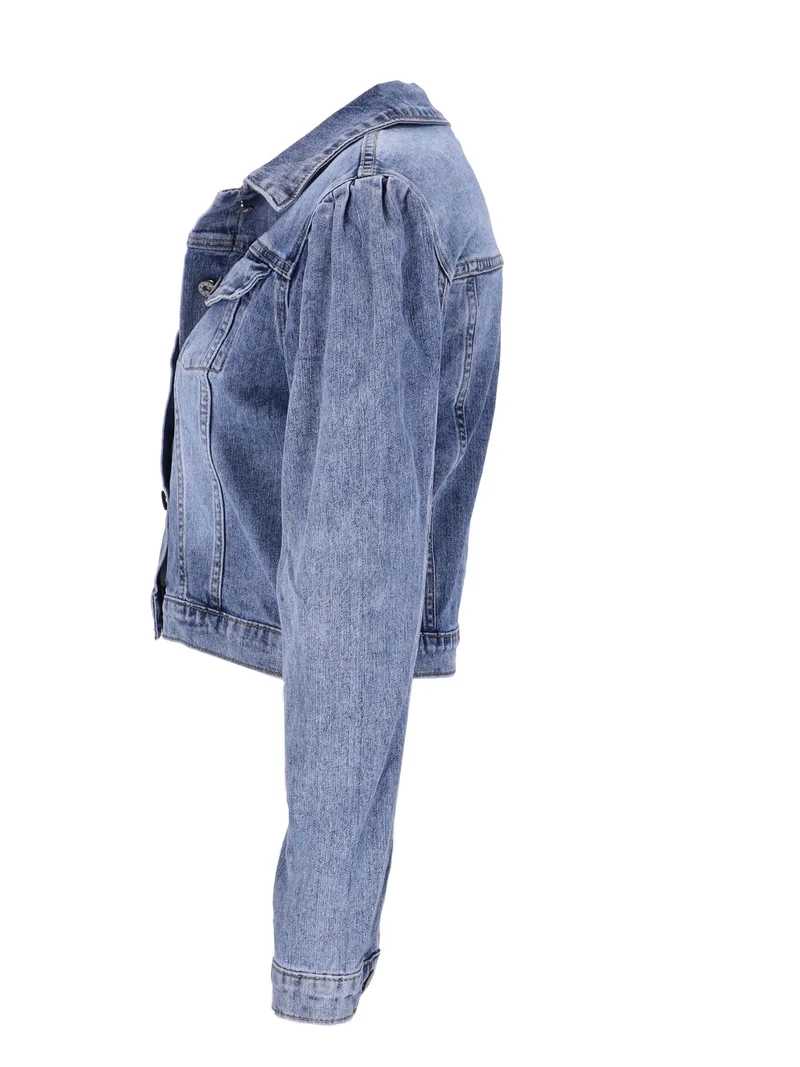 Splash of Color Jeansjacke Puffärmel