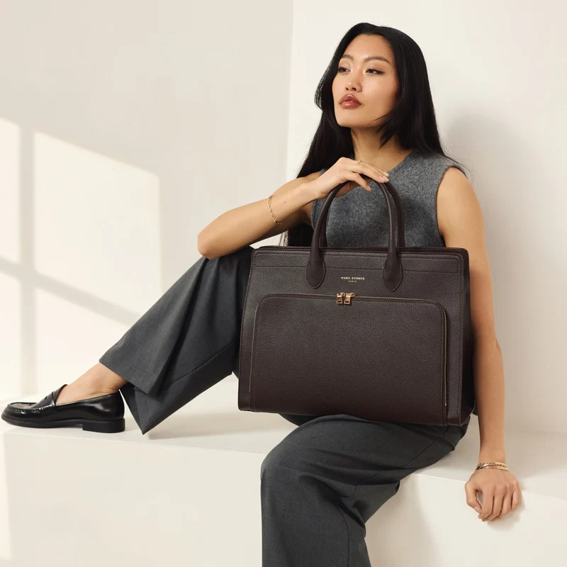Isabel Bernard Honoré Nadine braune Kalbsleder Handtasche mit Laptopfach IB25087