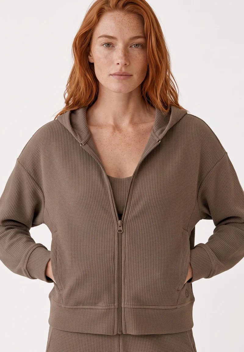 JENNIFER | Waffel-Hoodiejacke aus Bio-Baumwolle & recyceltem Polyester