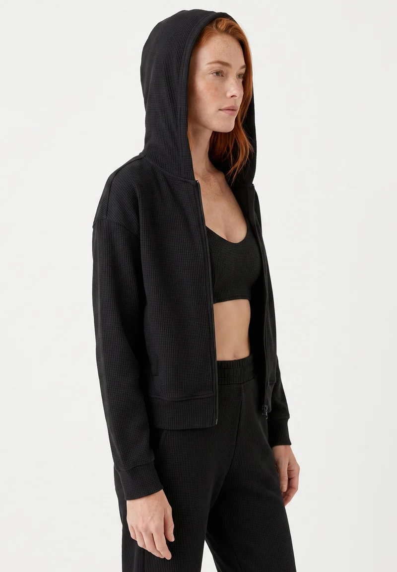 JENNIFER | Waffel-Hoodiejacke aus Bio-Baumwolle & recyceltem Polyester