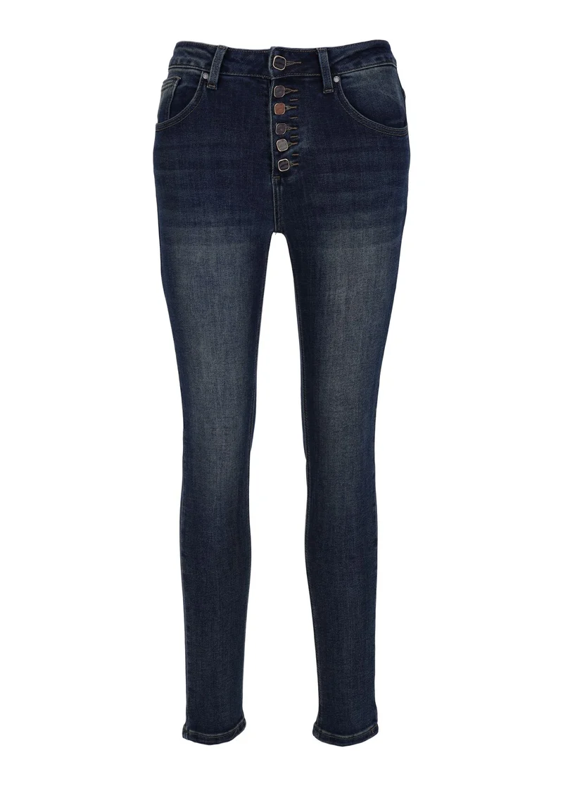 Splash of Color Jeans Knopfleiste Damen