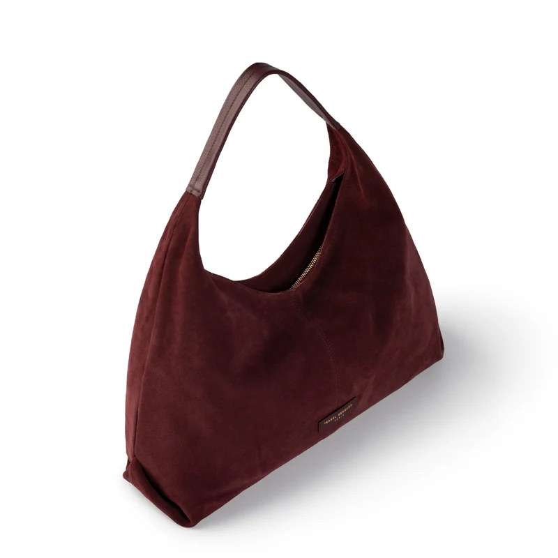 Isabel Bernard Honoré Grace bordeauxrote Wildleder-Schultertasche IB25093-152