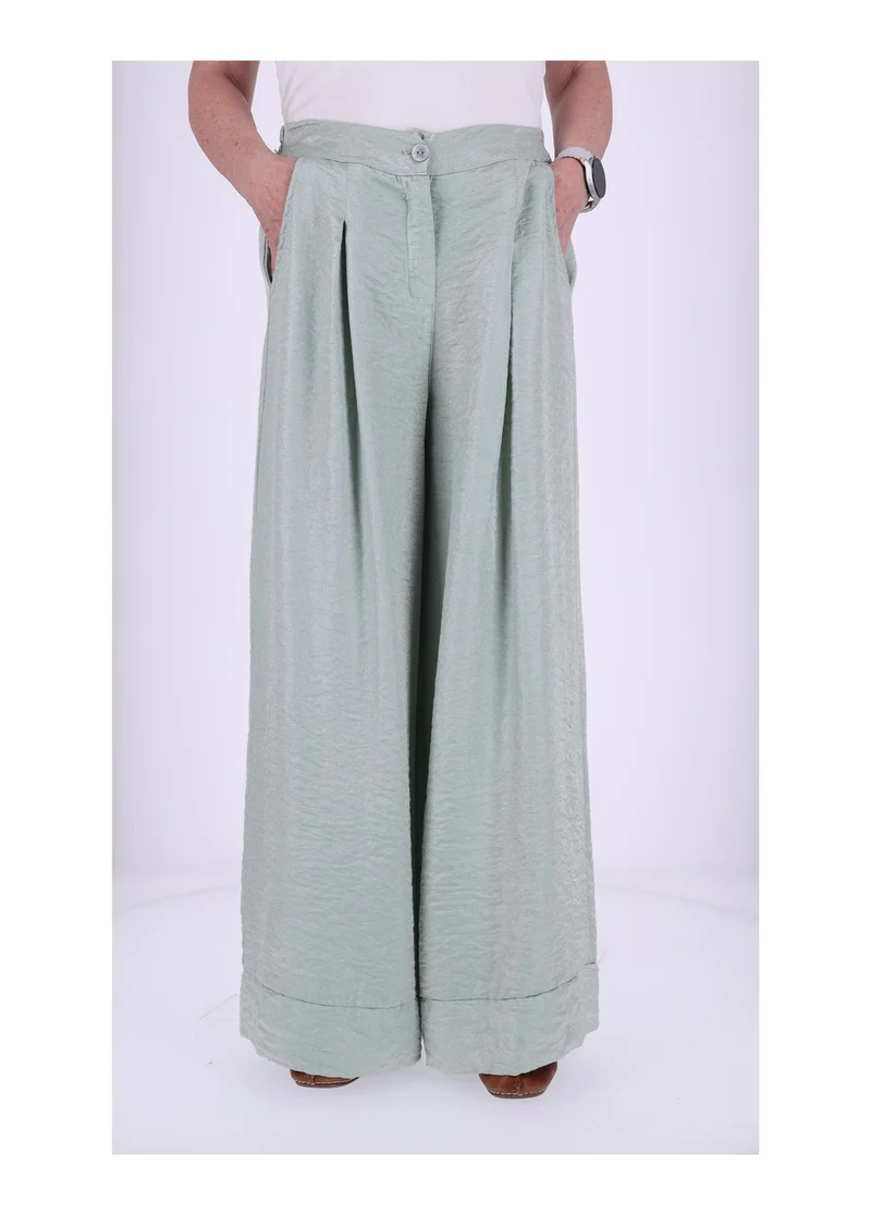 Damen Hose mit weitem Bein – Metallic Hellgrün