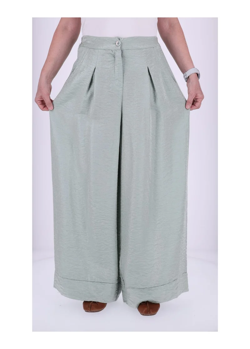 Damen Hose mit weitem Bein – Metallic Hellgrün