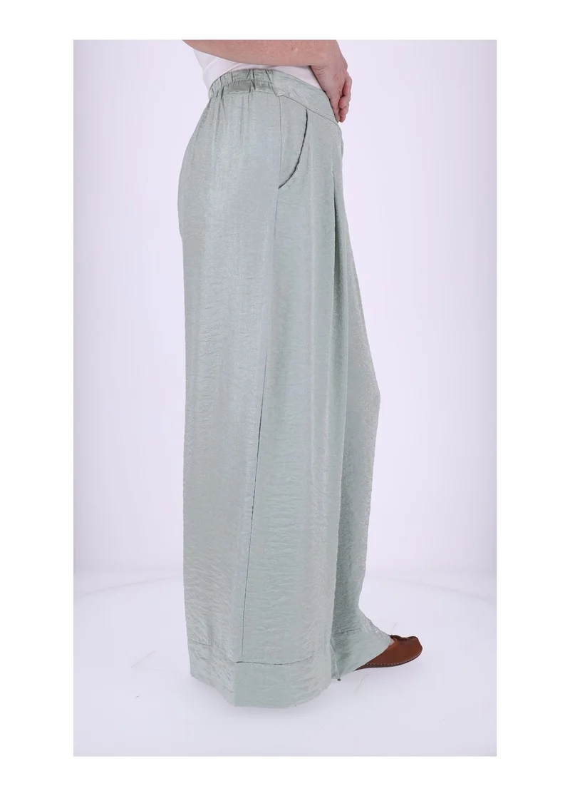 Damen Hose mit weitem Bein – Metallic Hellgrün