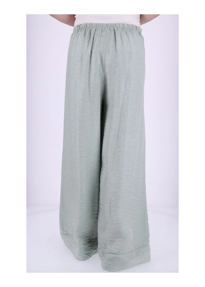 Damen Hose mit weitem Bein – Metallic Hellgrün