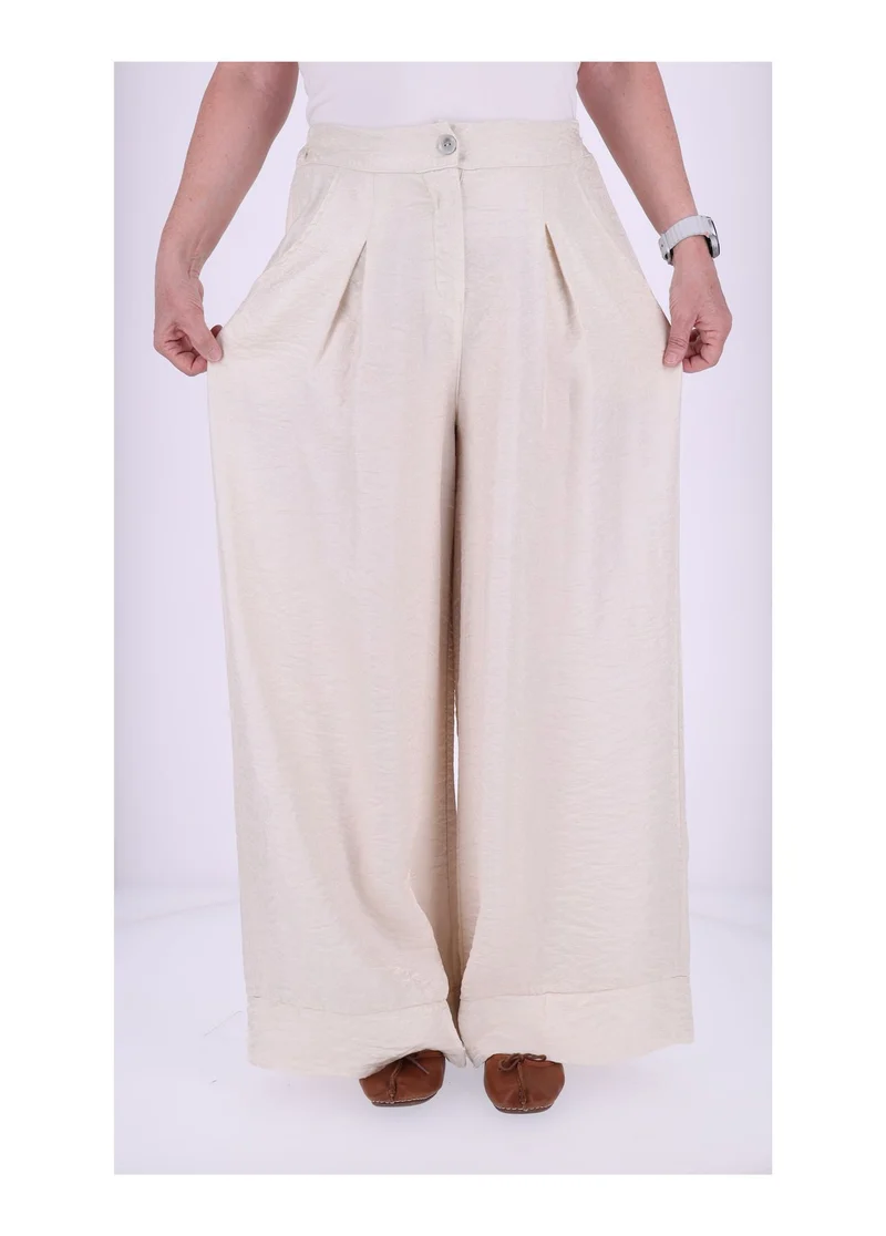 Damen Hose mit weitem Bein – Metallic Beige