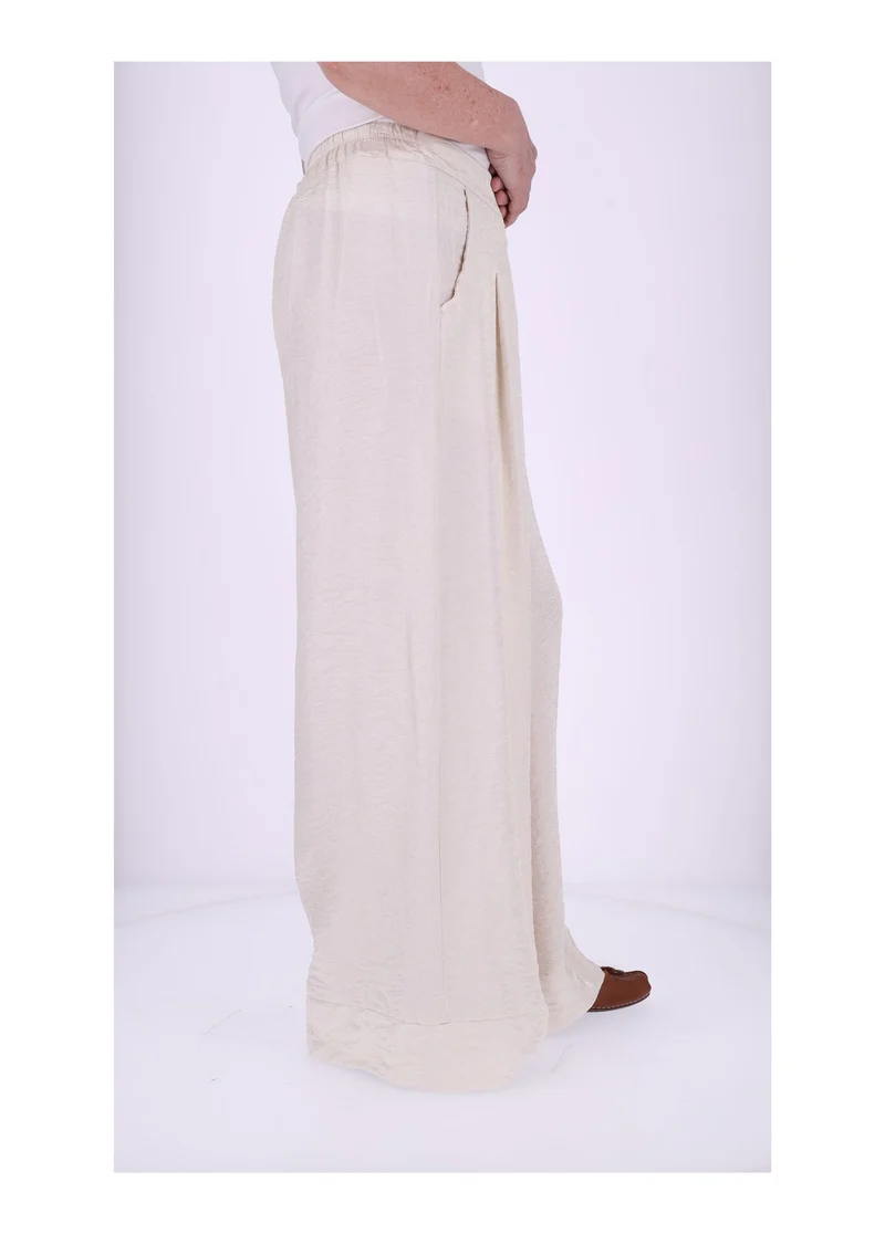 Damen Hose mit weitem Bein – Metallic Beige