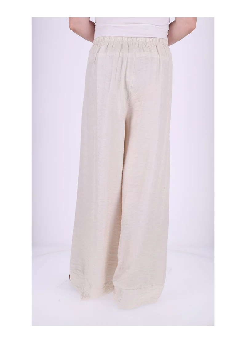 Damen Hose mit weitem Bein – Metallic Beige
