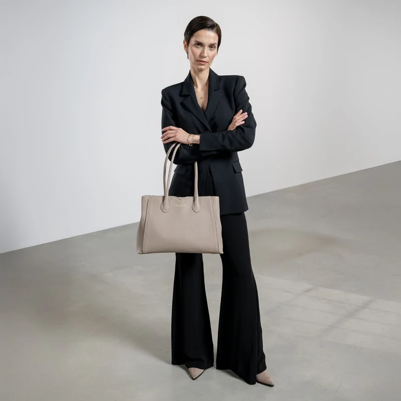 Isabel Bernard Honoré Cloe Taupe Handtasche aus Kalbsleder IB25016