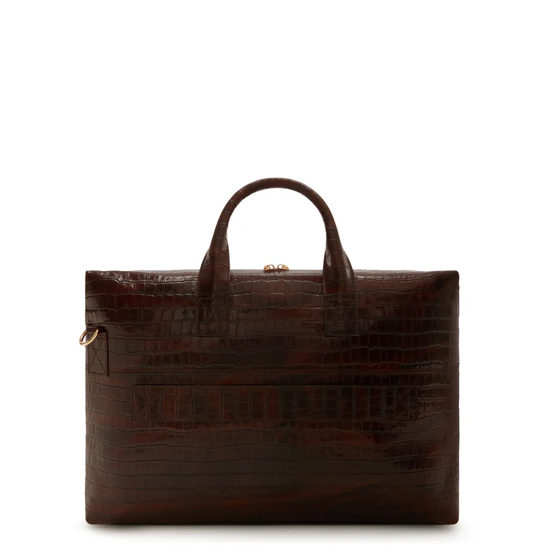 Isabel Bernard Honoré Anique Kroko Handtasche aus braunem Kalbsleder IB25073