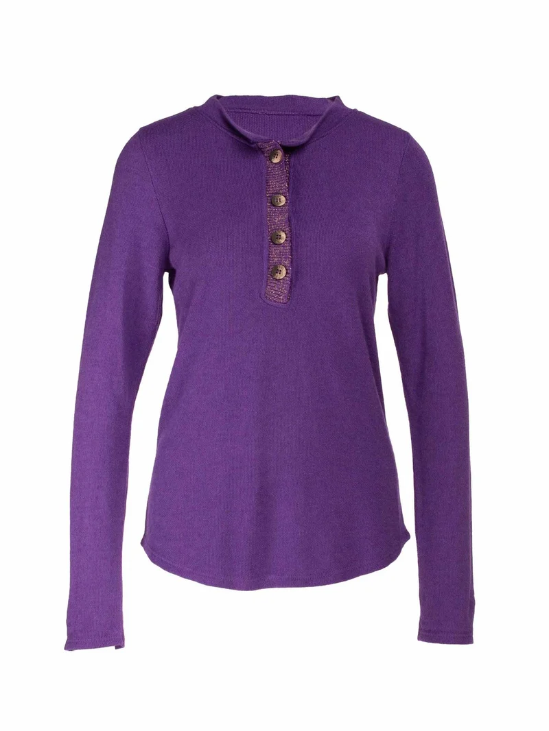 Splash of Color Strick Shirt Knopfleiste