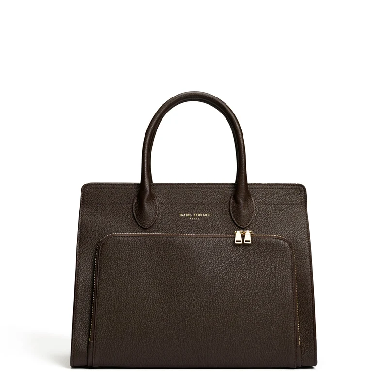 Isabel Bernard Honoré Nadine dunkelbraune Handtasche aus Kalbsleder mit 13-Zoll-Laptopfach IB25110-031-13